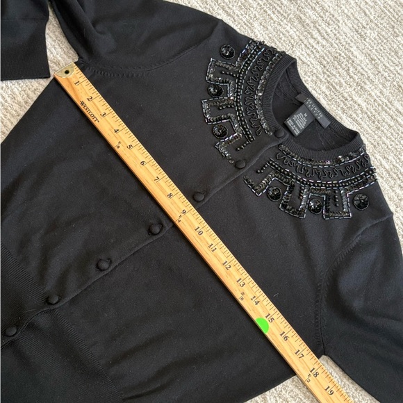 The Limited Sequin Beaded Embroidered Cardigan Size M Black Silk Cashmere Blend - Picture 9 of 12